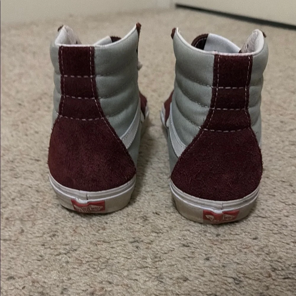 Vans Maroon and White High-Top Sneakers - Picture 3 of 7